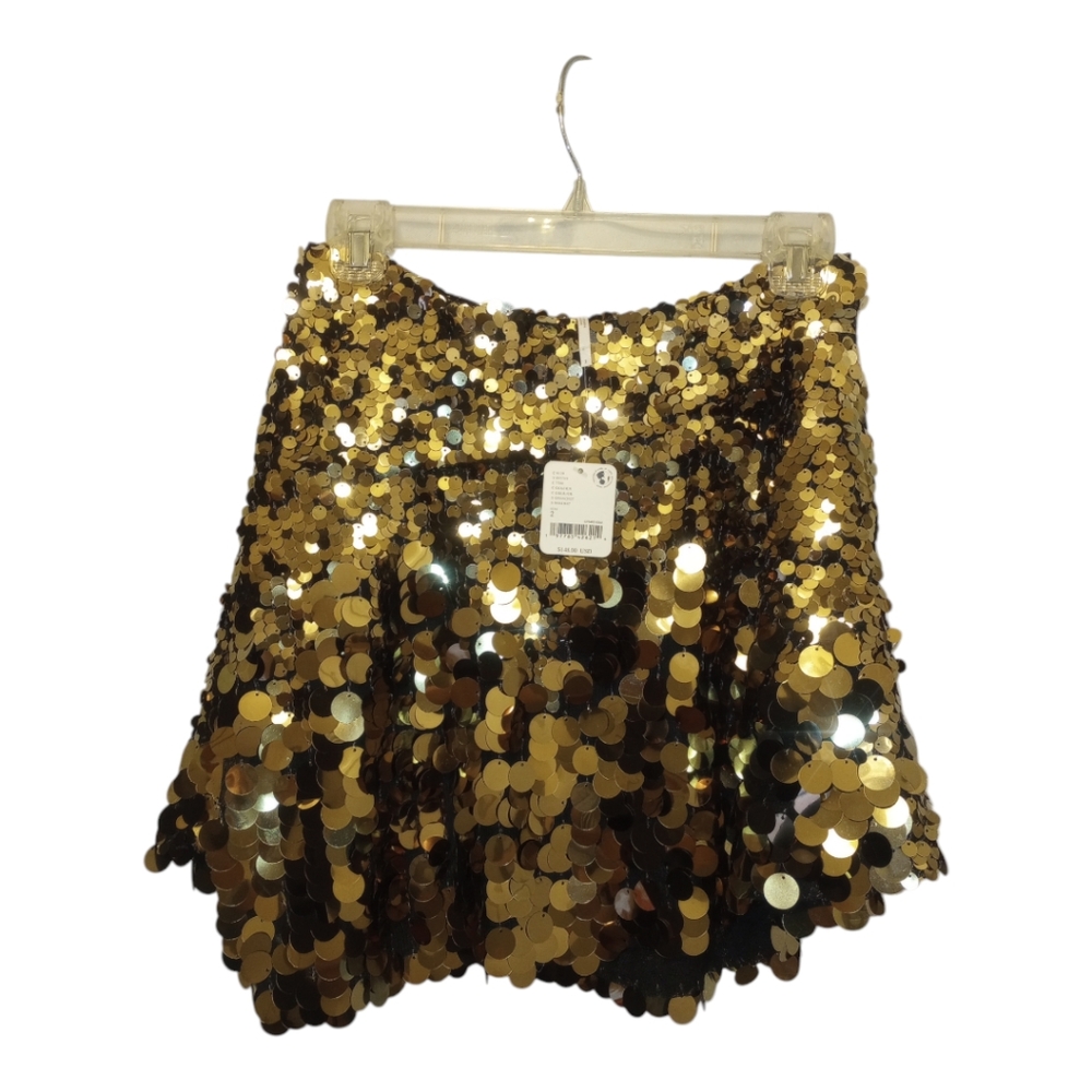 Women's Free People Gold Sequin Mini Skirt Size 2